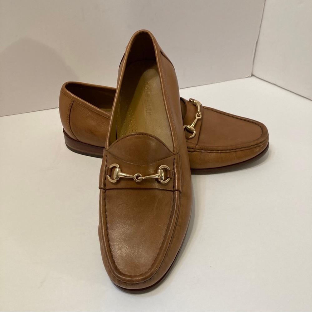 COLE HAAN Ascot Gold Tone Horse Bit Loafer Tan Leather Men's Size 10 M